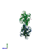 PDB entry 2avw coloured by chain, side view.