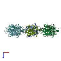 PDB entry 2avw coloured by chain, top view.