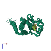 PDB entry 2avx coloured by chain, ensemble of 20 models, top view.