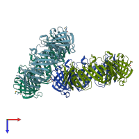 PDB entry 2awa coloured by chain, top view.