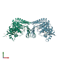 PDB entry 2awd coloured by chain, front view.