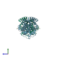 PDB entry 2awd coloured by chain, side view.