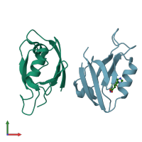 PDB entry 2awx coloured by chain, front view.