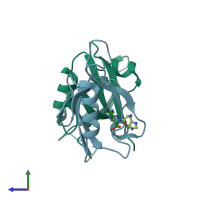 PDB entry 2awx coloured by chain, side view.