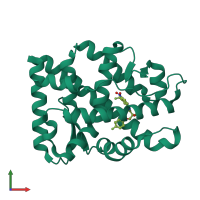 PDB entry 2axa coloured by chain, front view.