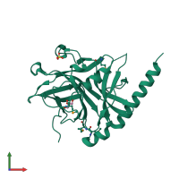 PDB entry 2axc coloured by chain, front view.