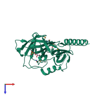 PDB entry 2axc coloured by chain, top view.