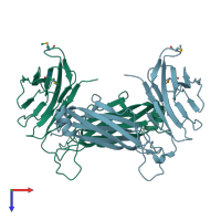 PDB entry 2axh coloured by chain, top view.