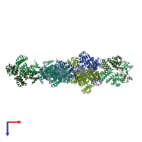 PDB entry 2axu coloured by chain, top view.