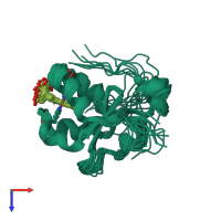 PDB entry 2axx coloured by chain, ensemble of 21 models, top view.