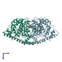 PDB entry 2ay1 coloured by chain, top view.