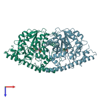 PDB entry 2ay9 coloured by chain, top view.