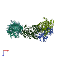 PDB entry 2ayi coloured by chain, top view.