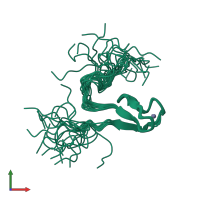 PDB entry 2ayj coloured by chain, ensemble of 20 models, front view.