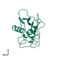 PDB entry 2ayk coloured by chain, side view.