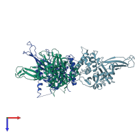 PDB entry 2ayn coloured by chain, top view.