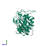 PDB entry 2ayp coloured by chain, side view.