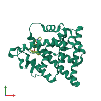 PDB entry 2ayr coloured by chain, front view.