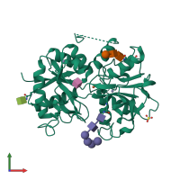 Monomeric assembly 1 of PDB entry 2ays coloured by chemically distinct molecules, front view.