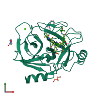 PDB entry 2ayw coloured by chain, front view.