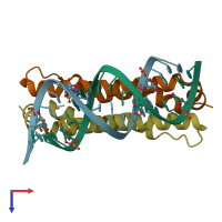 PDB entry 2az2 coloured by chain, top view.