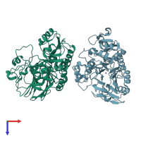 PDB entry 2az4 coloured by chain, top view.