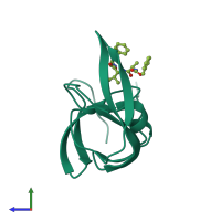 PDB entry 2az8 coloured by chain, side view.