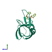 PDB entry 2azb coloured by chain, side view.