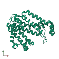 PDB entry 2azl coloured by chain, front view.