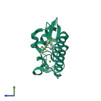 PDB entry 2b00 coloured by chain, side view.