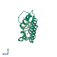 PDB entry 2b01 coloured by chain, side view.