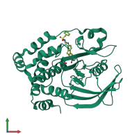 PDB entry 2b07 coloured by chain, front view.