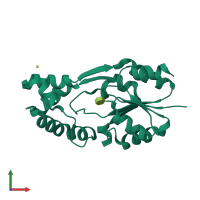 PDB entry 2b0c coloured by chain, front view.