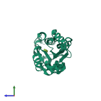 PDB entry 2b0c coloured by chain, side view.