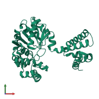 PDB entry 2b0j coloured by chain, front view.