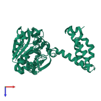 PDB entry 2b0j coloured by chain, top view.