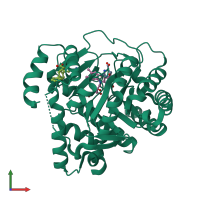 PDB entry 2b0m coloured by chain, front view.