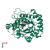 PDB entry 2b0m coloured by chain, top view.