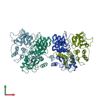 PDB entry 2b0o coloured by chain, front view.