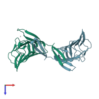 PDB entry 2b0r coloured by chain, top view.