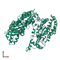 PDB entry 2b0t coloured by chain, front view.