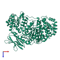 PDB entry 2b0t coloured by chain, top view.