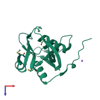 PDB entry 2b0v coloured by chain, top view.