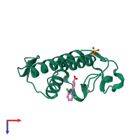 PDB entry 2b17 coloured by chain, top view.