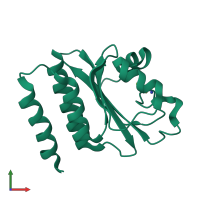 PDB entry 2b18 coloured by chain, front view.