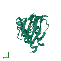 PDB entry 2b18 coloured by chain, side view.