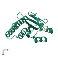 PDB entry 2b18 coloured by chain, top view.