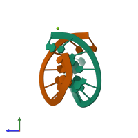 PDB entry 2b1b coloured by chain, side view.