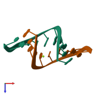 PDB entry 2b1b coloured by chain, top view.