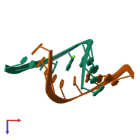 PDB entry 2b1c coloured by chain, top view.